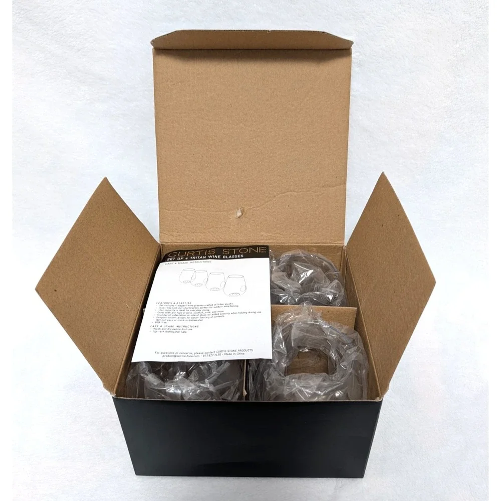 Curtis Stone Set of 4 Unbreakable 16oz Stemless Wine Glasses Thumb Imprint